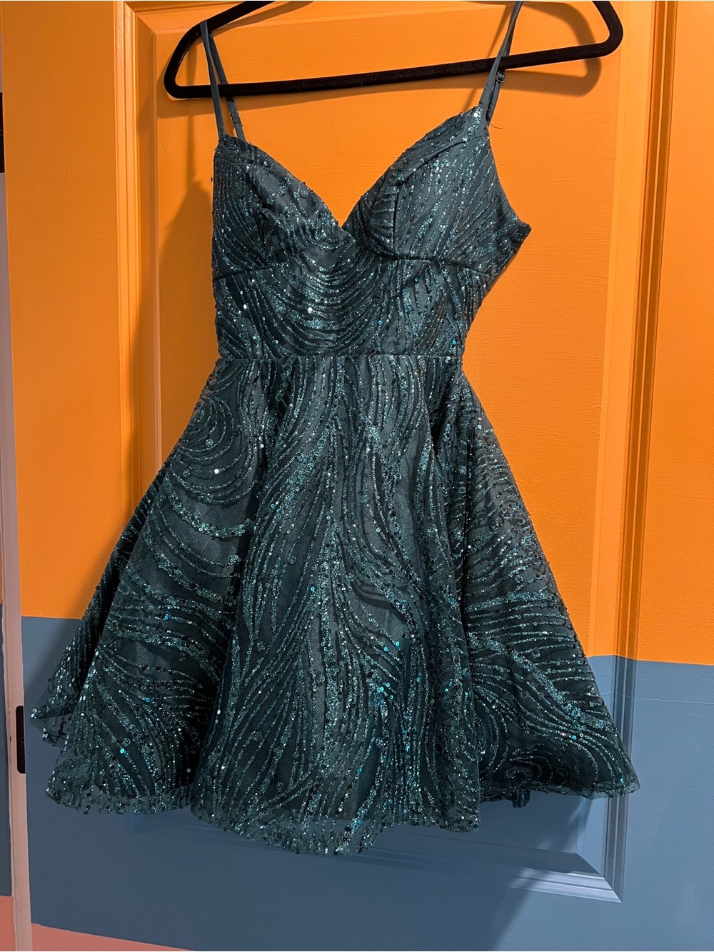 B Darlin Deep Emerald Satin Dress